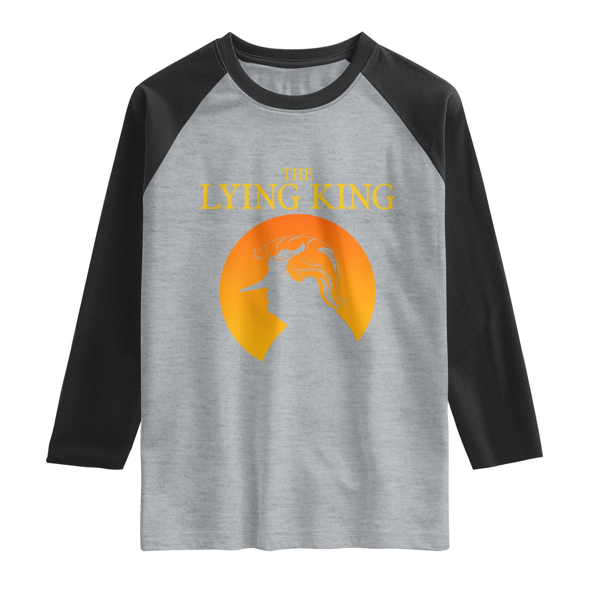 Funny The Lying King Long Nose Silhouette Raglan Shirt Vintage Political Satire Statement Gift