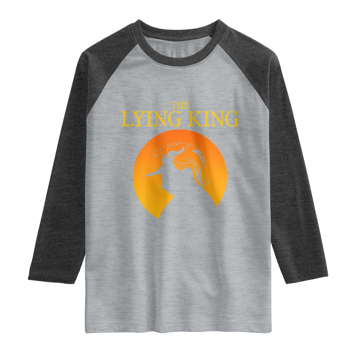 Funny The Lying King Long Nose Silhouette Raglan Shirt Vintage Political Satire Statement Gift