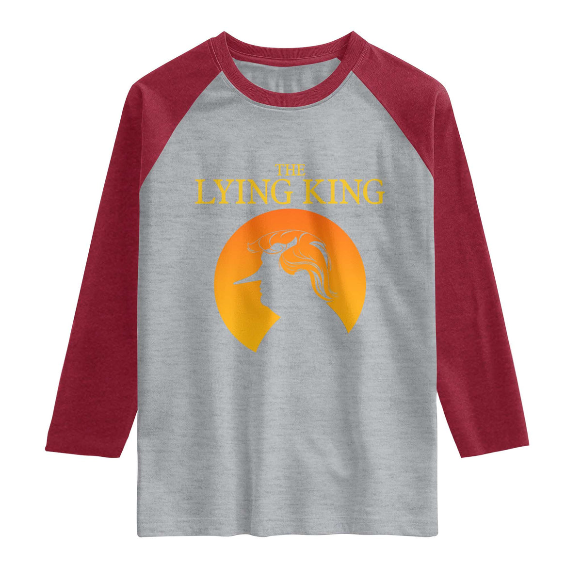 Funny The Lying King Long Nose Silhouette Raglan Shirt Vintage Political Satire Statement Gift