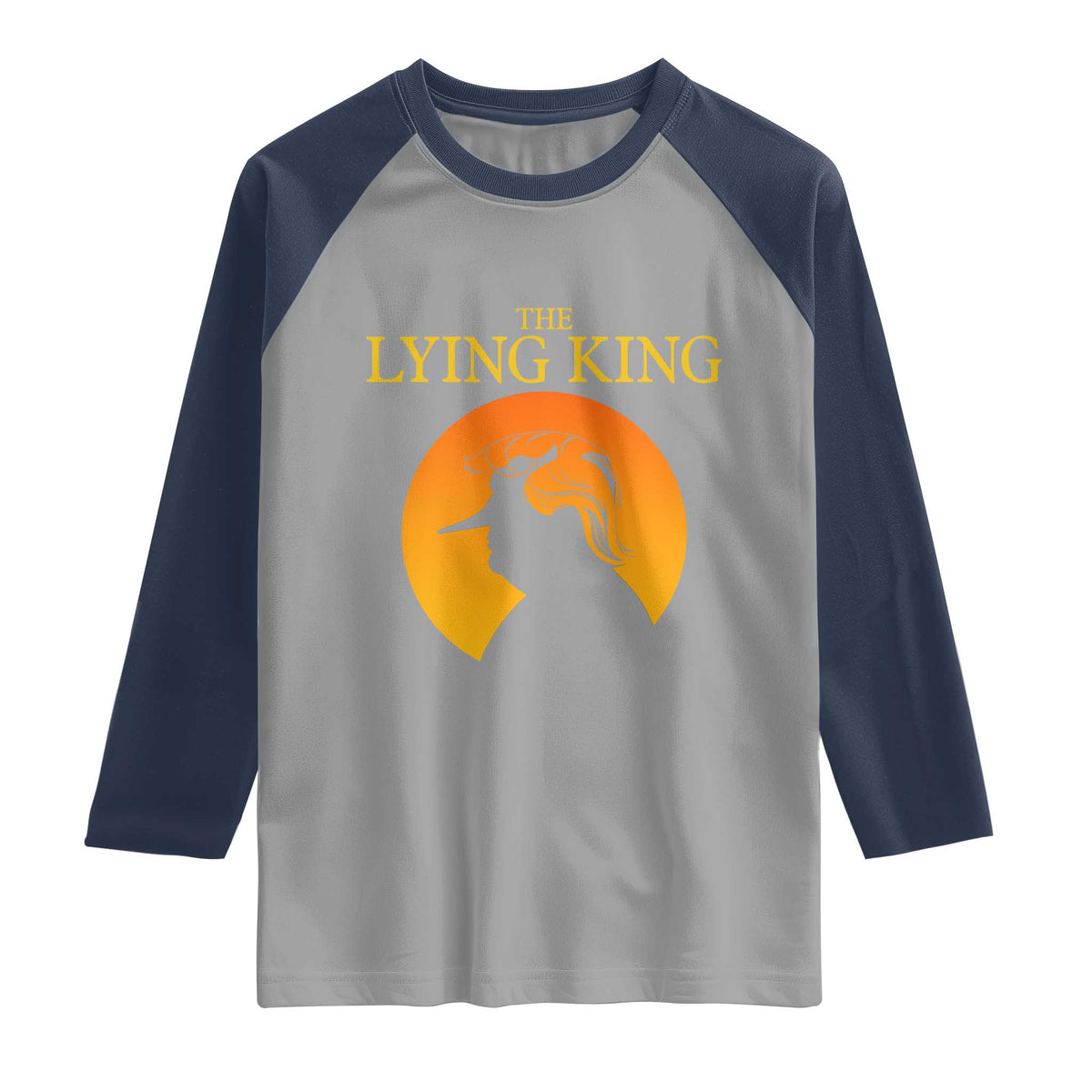 Funny The Lying King Long Nose Silhouette Raglan Shirt Vintage Political Satire Statement Gift