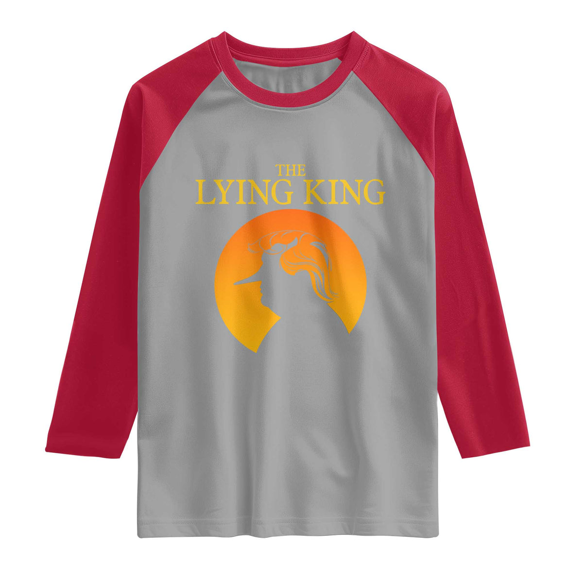 Funny The Lying King Long Nose Silhouette Raglan Shirt Vintage Political Satire Statement Gift