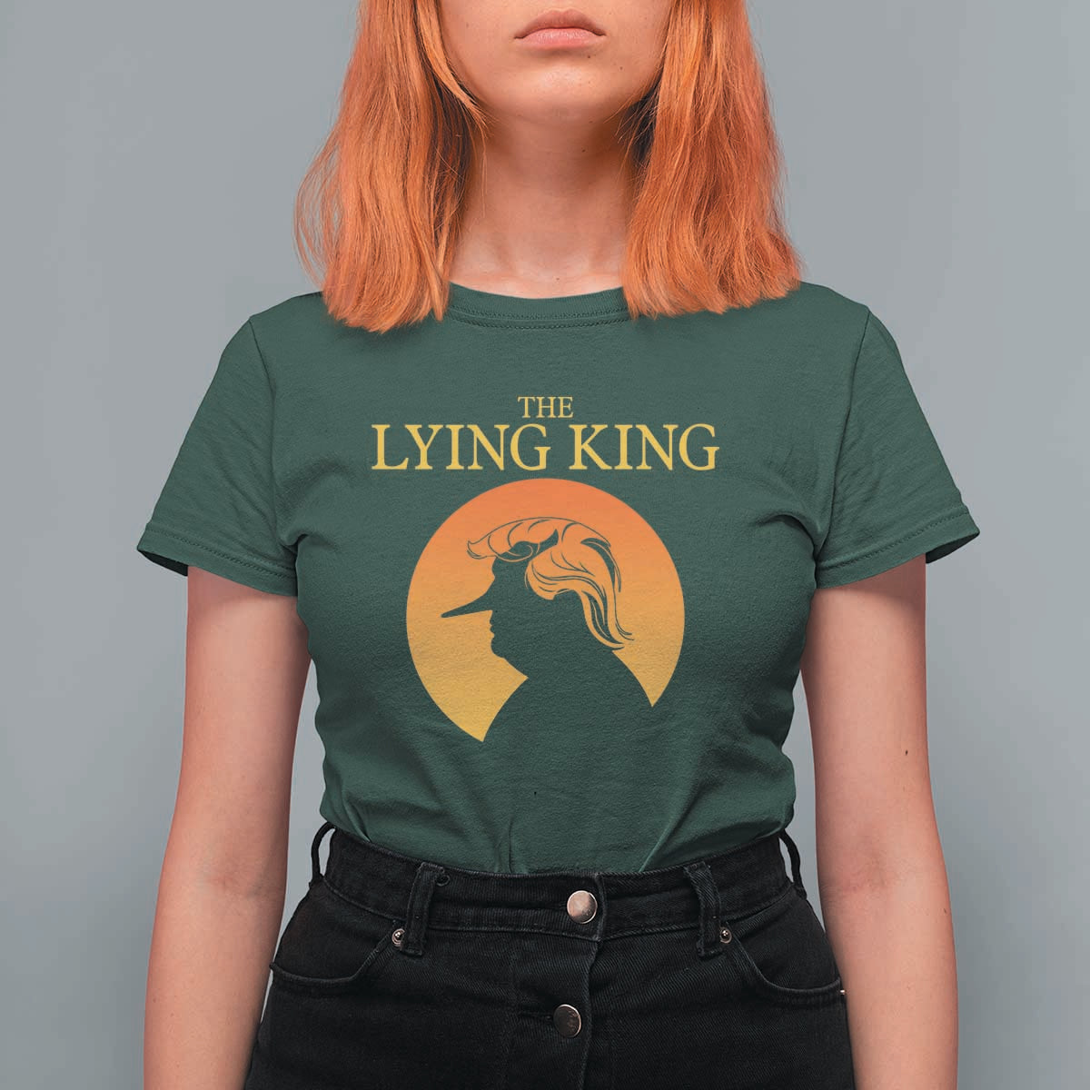 Funny The Lying King Long Nose Silhouette T Shirt For Women Vintage Political Satire Statement Gift