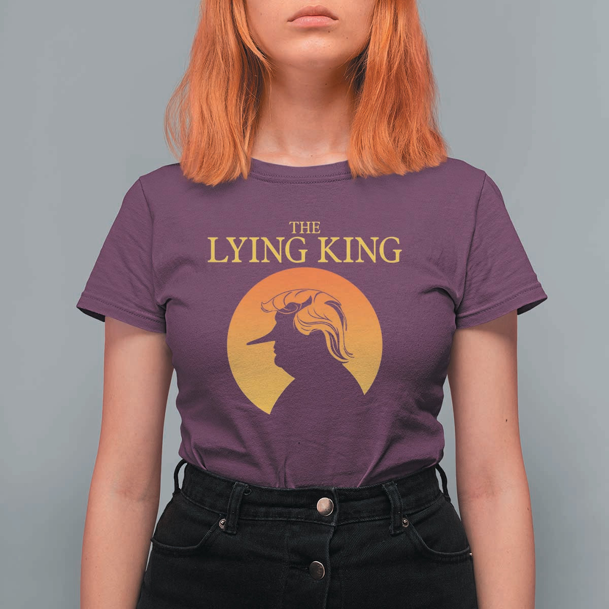 Funny The Lying King Long Nose Silhouette T Shirt For Women Vintage Political Satire Statement Gift