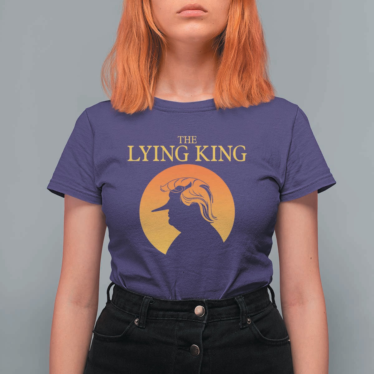Funny The Lying King Long Nose Silhouette T Shirt For Women Vintage Political Satire Statement Gift