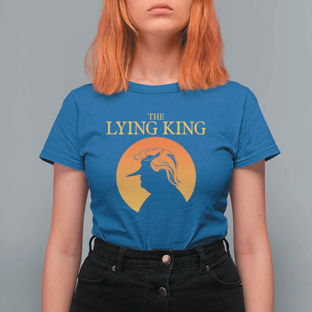 Funny The Lying King Long Nose Silhouette T Shirt For Women Vintage Political Satire Statement Gift