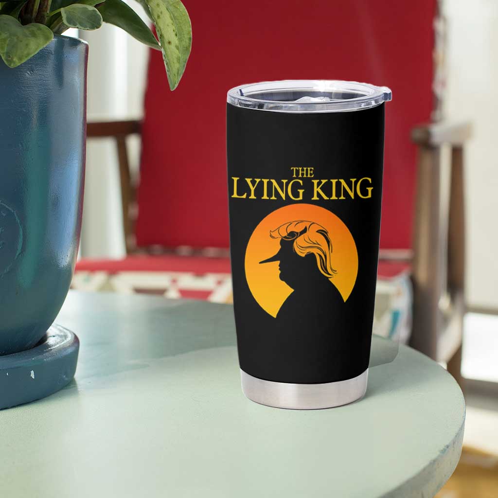 Funny The Lying King Long Nose Silhouette Tumbler Cup Vintage Political Satire Statement Gift