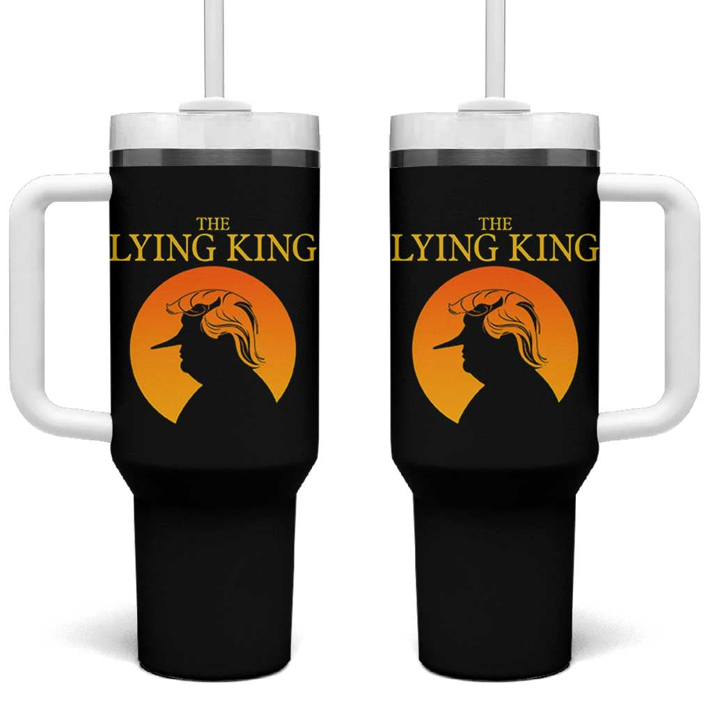 Funny The Lying King Long Nose Silhouette Tumbler With Handle Vintage Political Satire Statement Gift