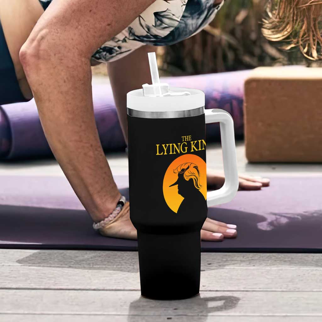 Funny The Lying King Long Nose Silhouette Tumbler With Handle Vintage Political Satire Statement Gift