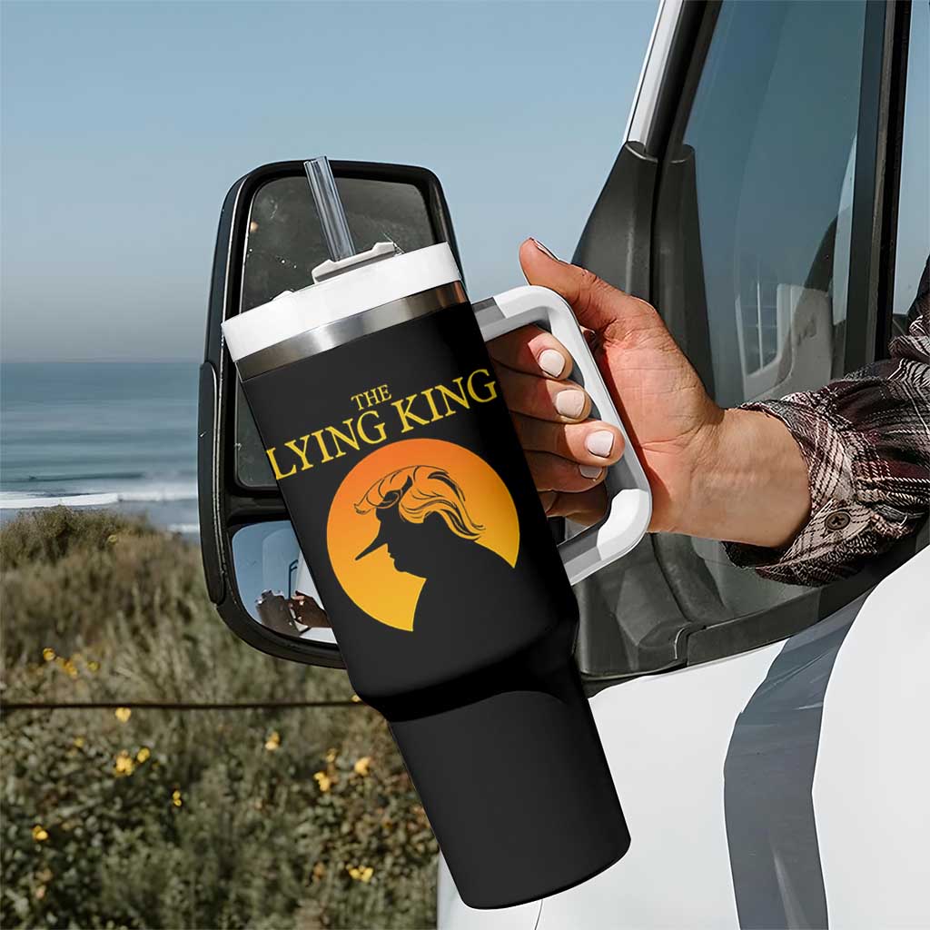 Funny The Lying King Long Nose Silhouette Tumbler With Handle Vintage Political Satire Statement Gift