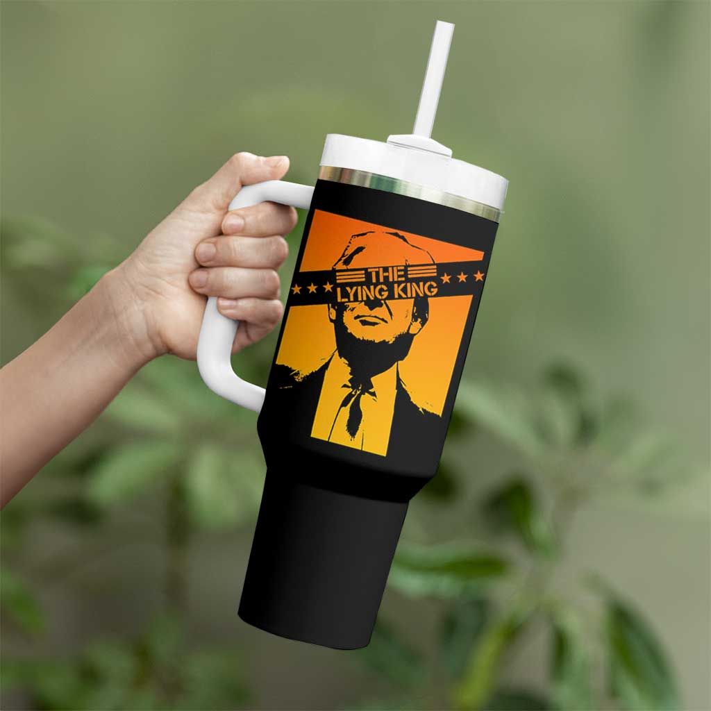 The Lying King Political Satire Tumbler With Handle Funny Bold Sarcastic Statement Gift