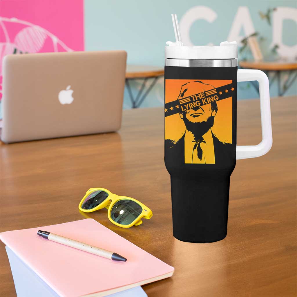 The Lying King Political Satire Tumbler With Handle Funny Bold Sarcastic Statement Gift