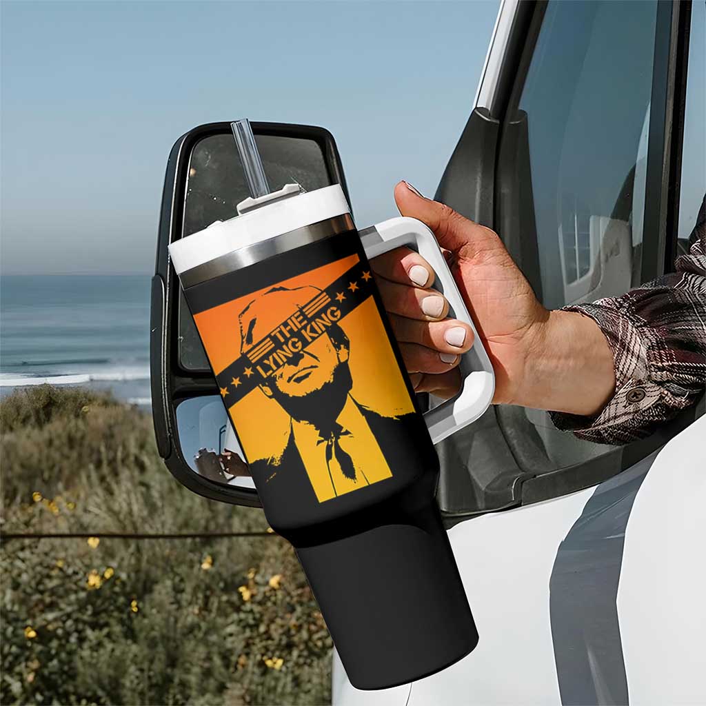 The Lying King Political Satire Tumbler With Handle Funny Bold Sarcastic Statement Gift