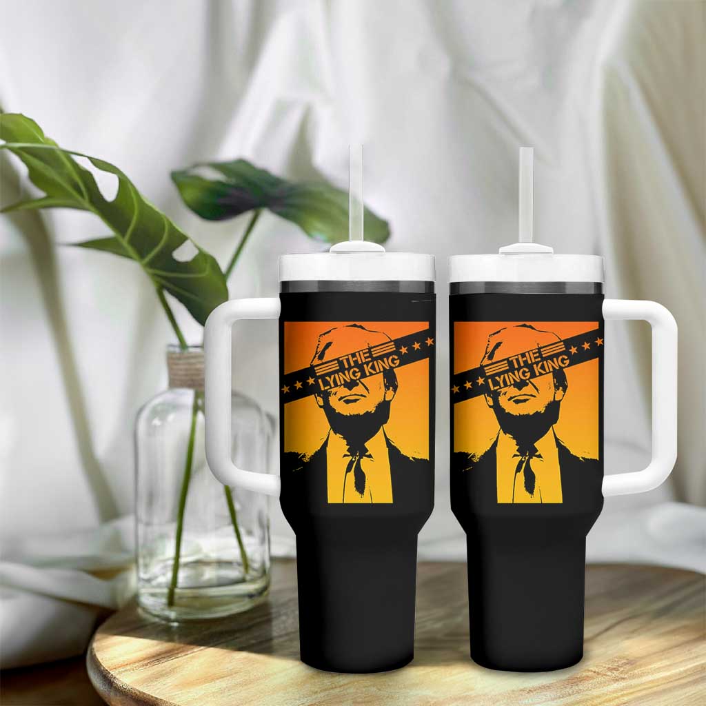 The Lying King Political Satire Tumbler With Handle Funny Bold Sarcastic Statement Gift