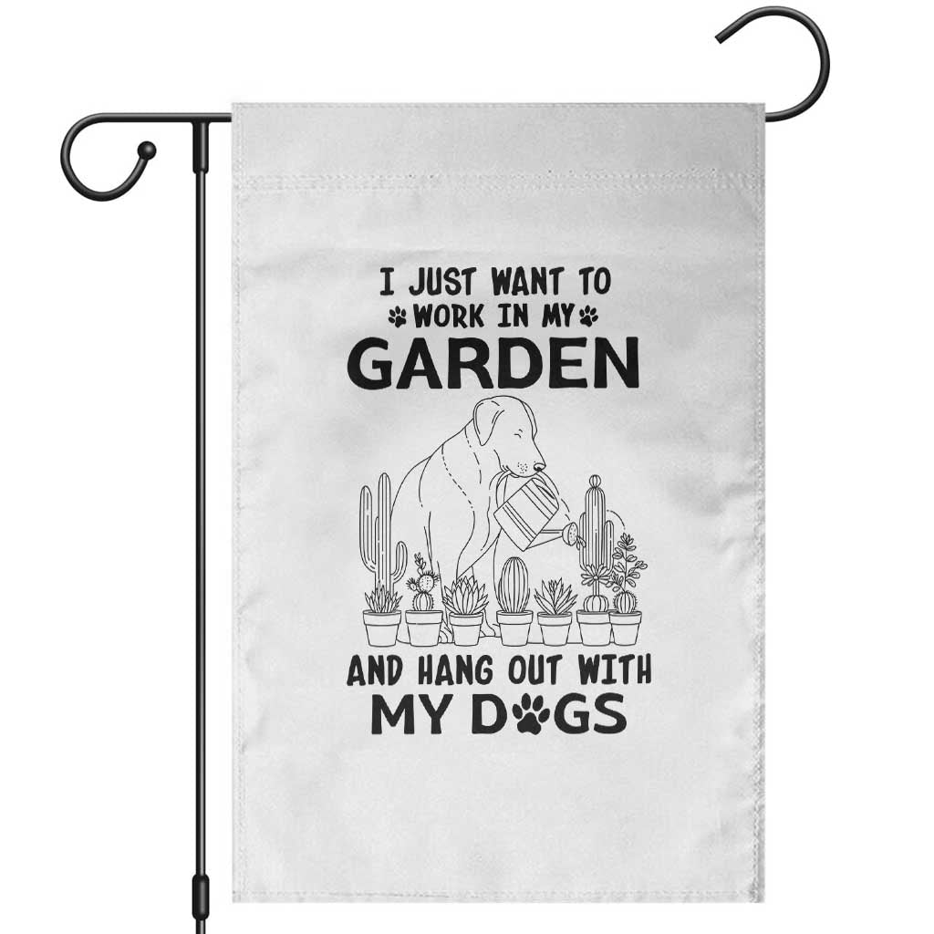 I Just Want To Garden And Hangout With My Dog Garden Flag Gardener Gift - Wonder Print Shop