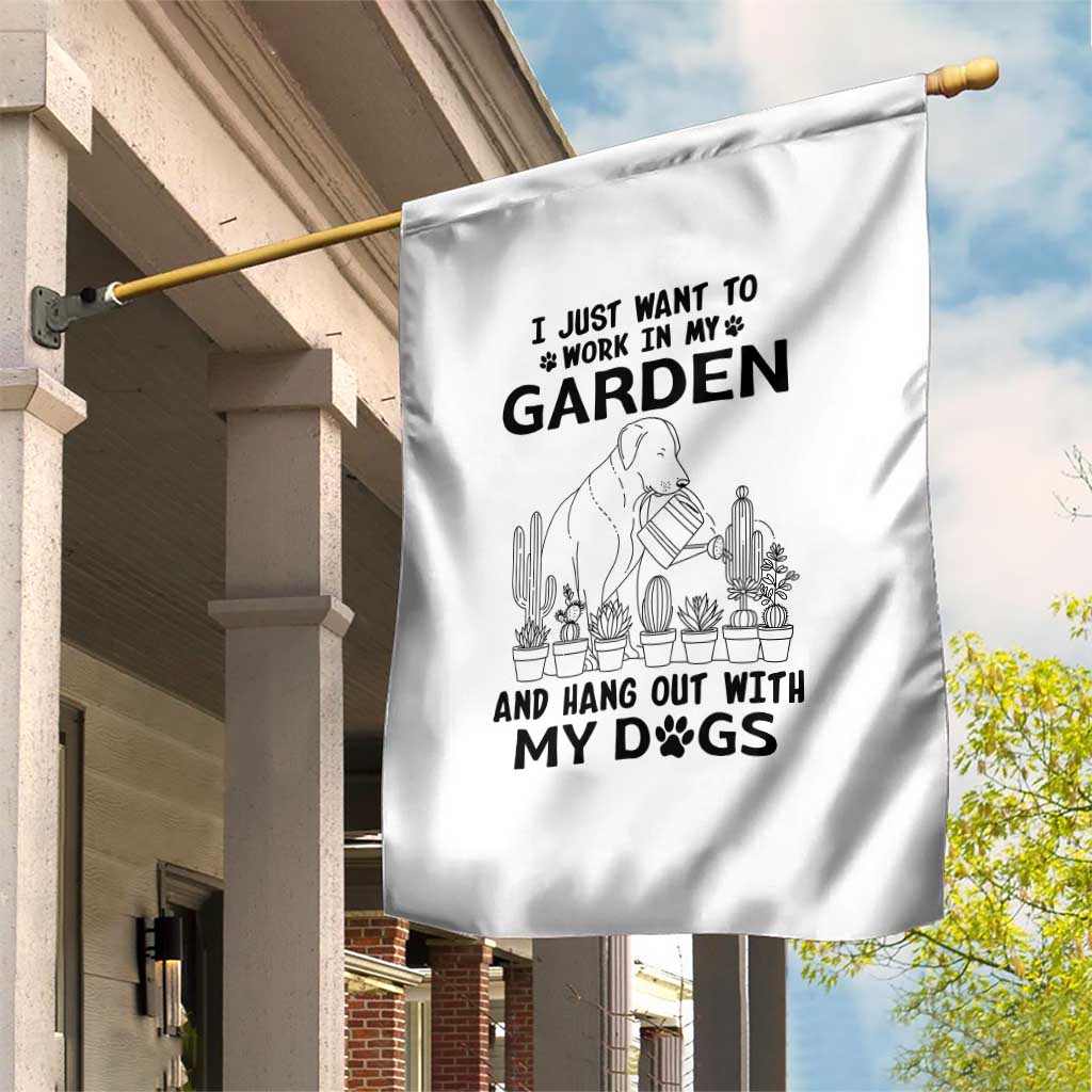 I Just Want To Garden And Hangout With My Dog Garden Flag Gardener Gift - Wonder Print Shop