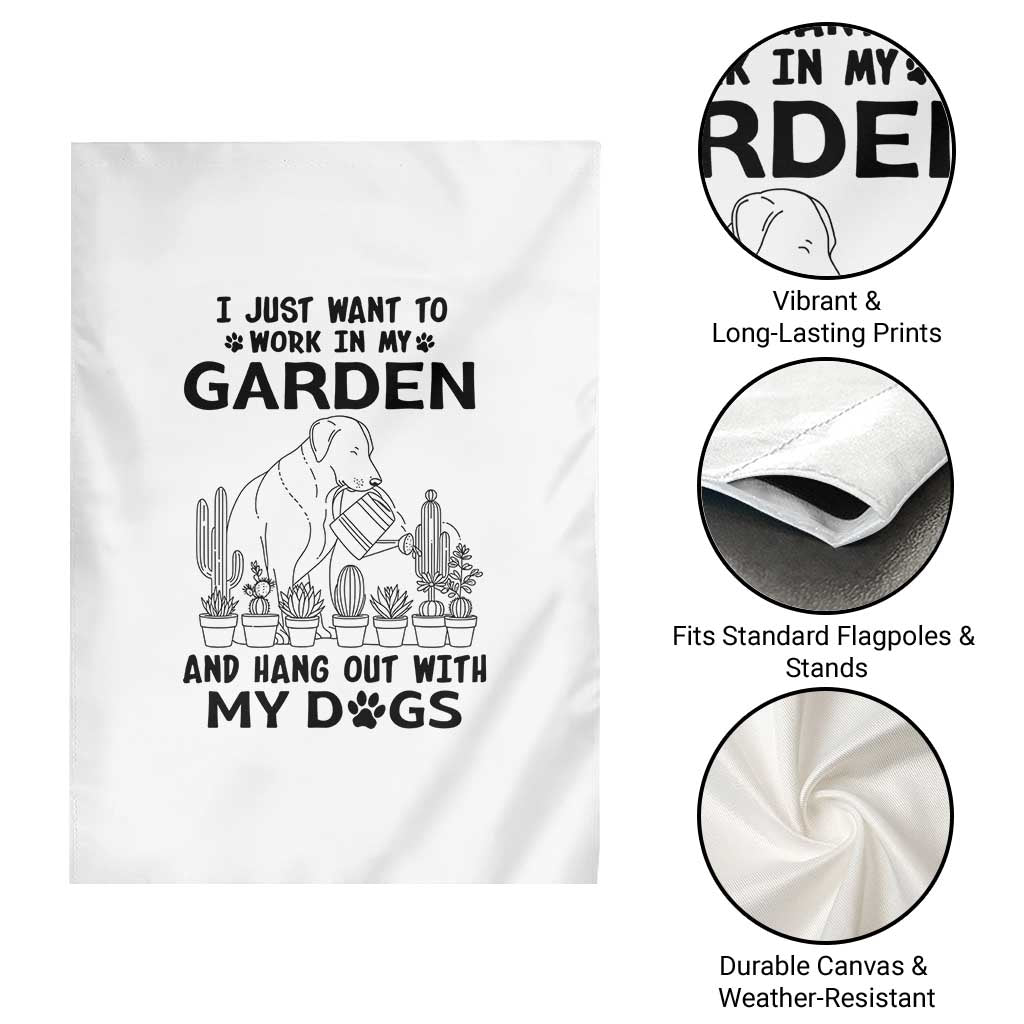 I Just Want To Garden And Hangout With My Dog Garden Flag Gardener Gift - Wonder Print Shop