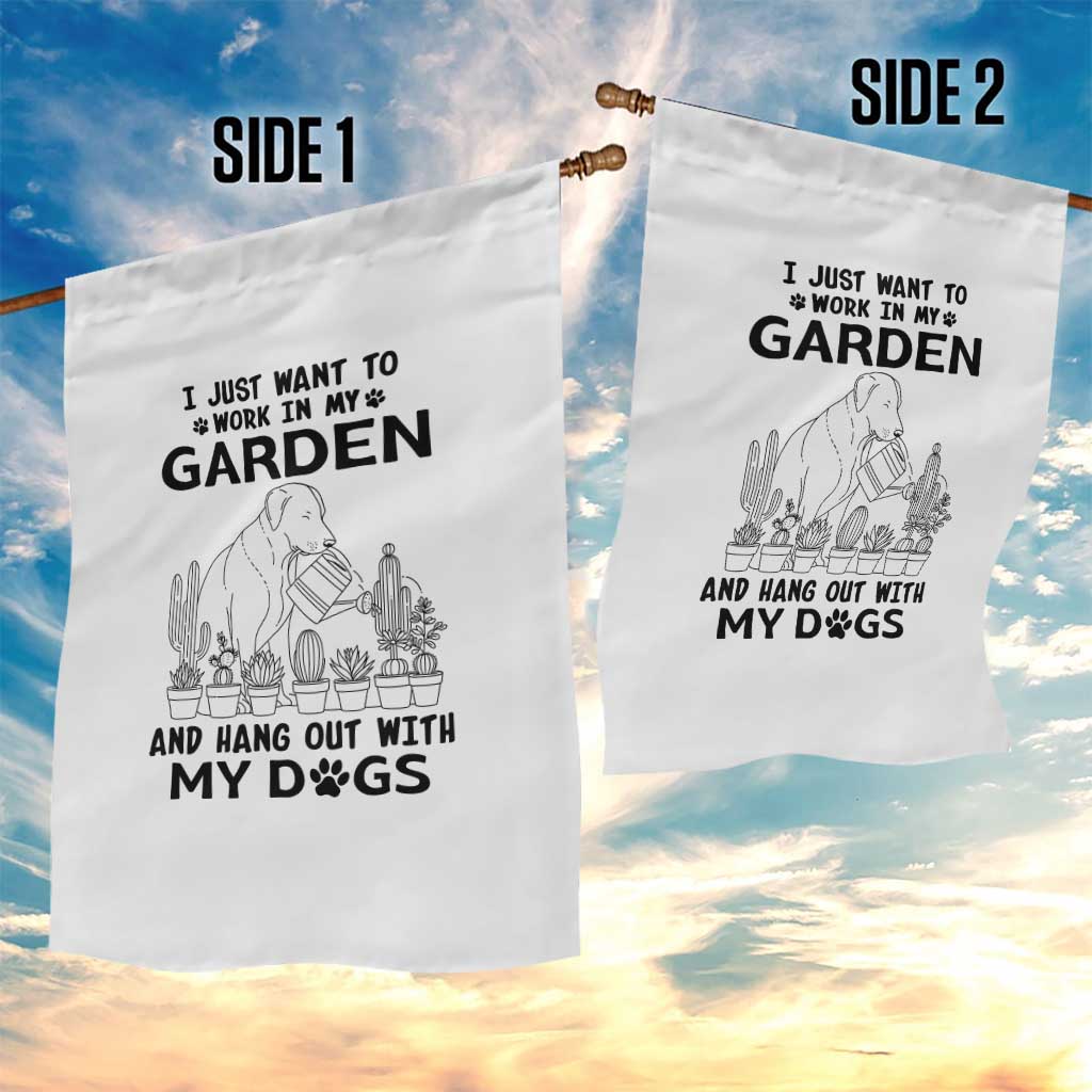 I Just Want To Garden And Hangout With My Dog Garden Flag Gardener Gift - Wonder Print Shop