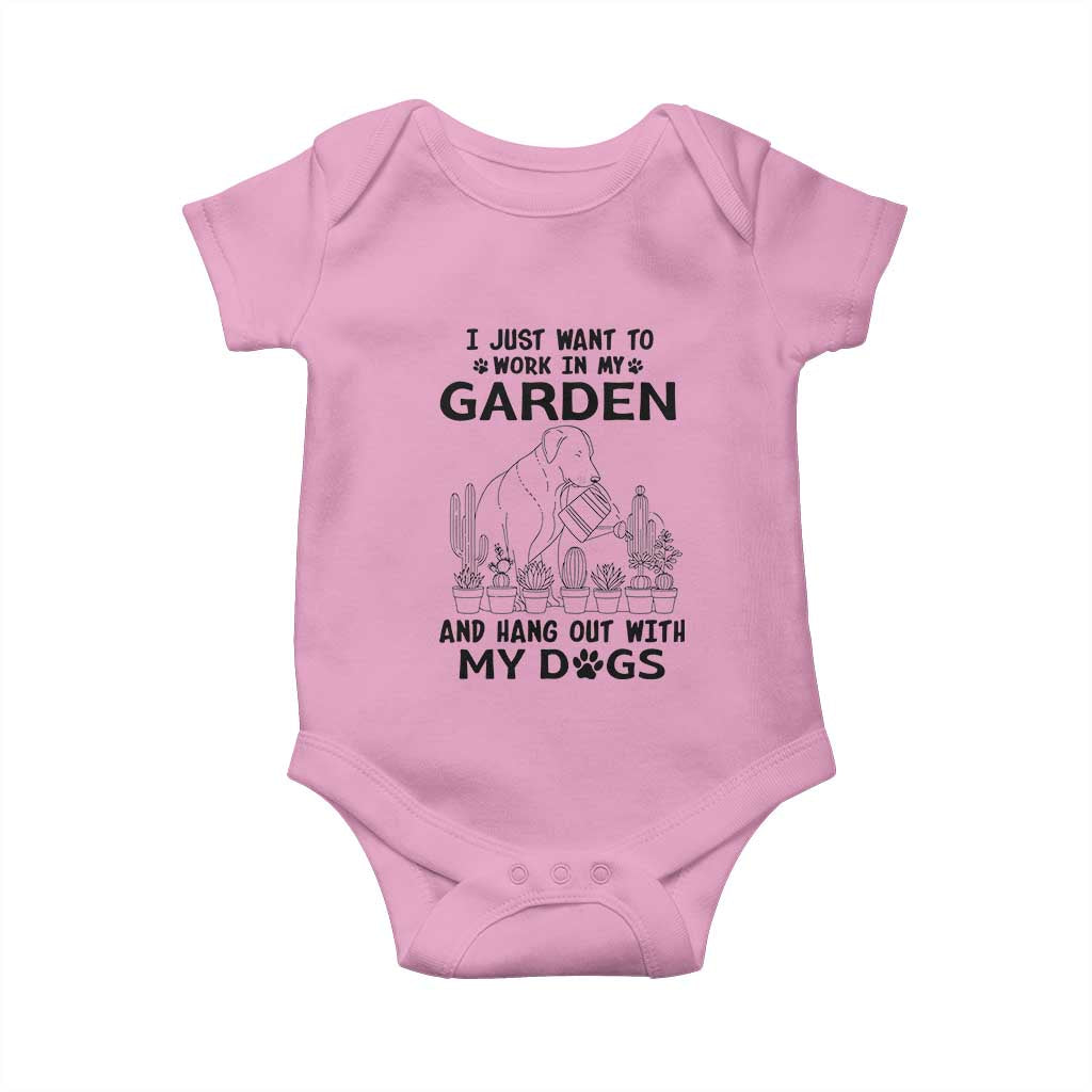 I Just Want To Garden And Hangout With My Dog Baby Onesie Gardener Gift - Wonder Print Shop