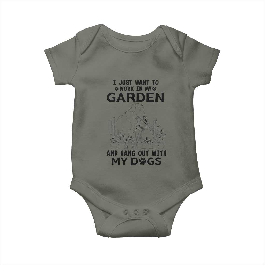 I Just Want To Garden And Hangout With My Dog Baby Onesie Gardener Gift - Wonder Print Shop