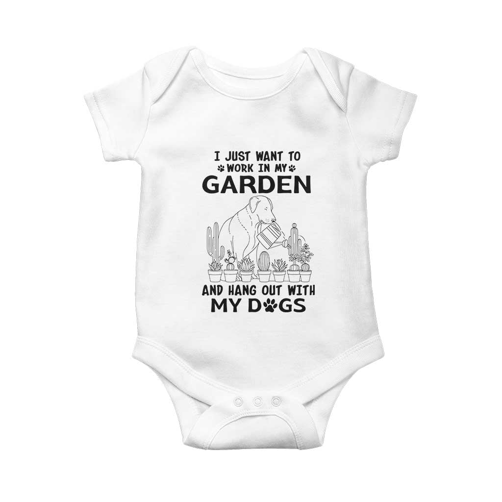 I Just Want To Garden And Hangout With My Dog Baby Onesie Gardener Gift - Wonder Print Shop