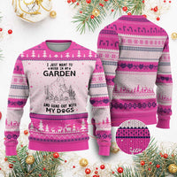 I Just Want To Garden And Hangout With My Dog Ugly Christmas Sweater Gardener Gift - Wonder Print Shop