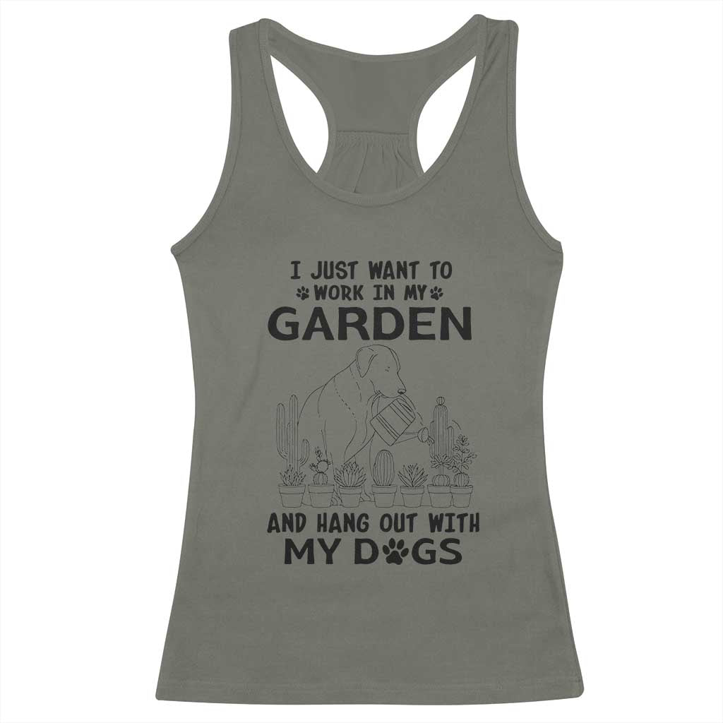 I Just Want To Garden And Hangout With My Dog Racerback Tank Top Gardener Gift - Wonder Print Shop