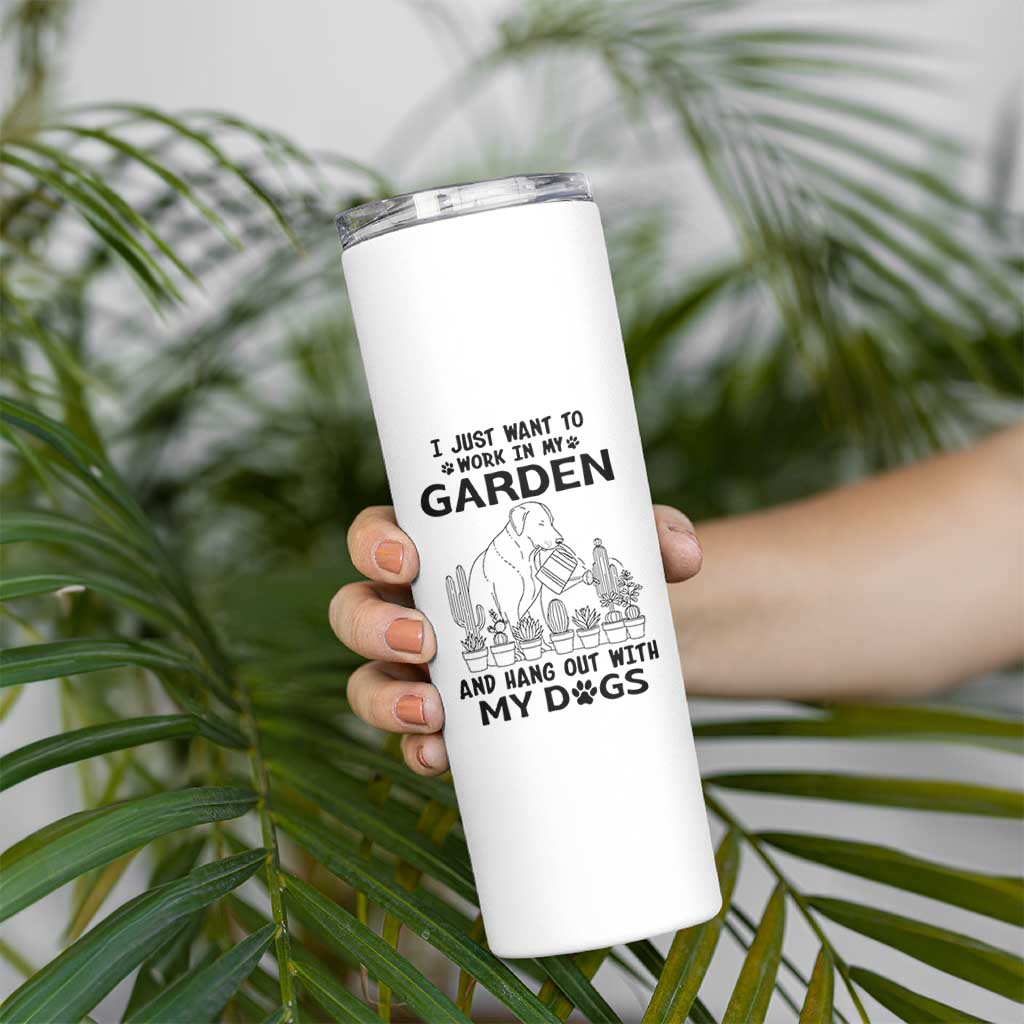 I Just Want To Garden And Hangout With My Dog Skinny Tumbler Gardener Gift - Wonder Print Shop