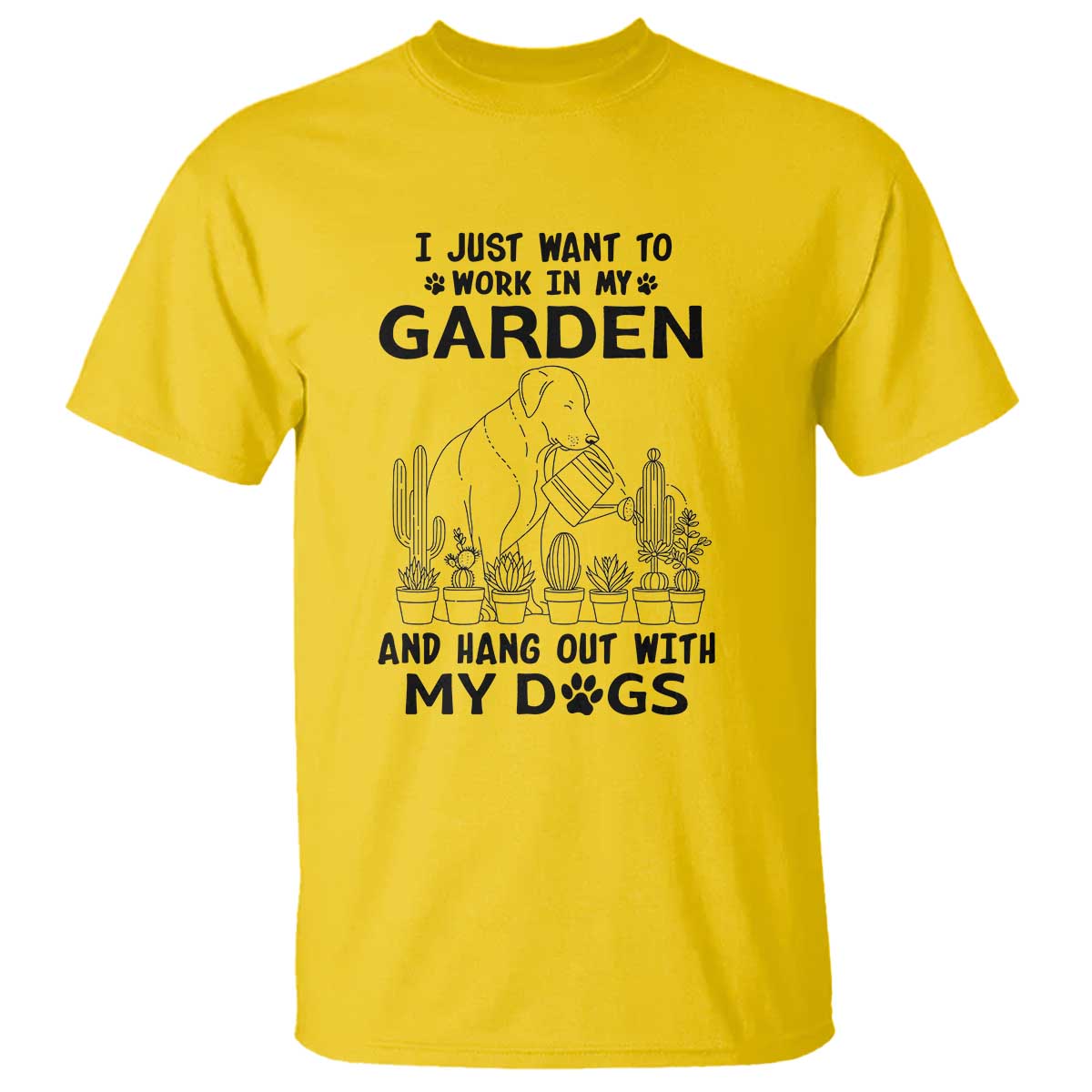 I Just Want To Garden And Hangout With My Dog T Shirt Gardener Gift - Wonder Print Shop