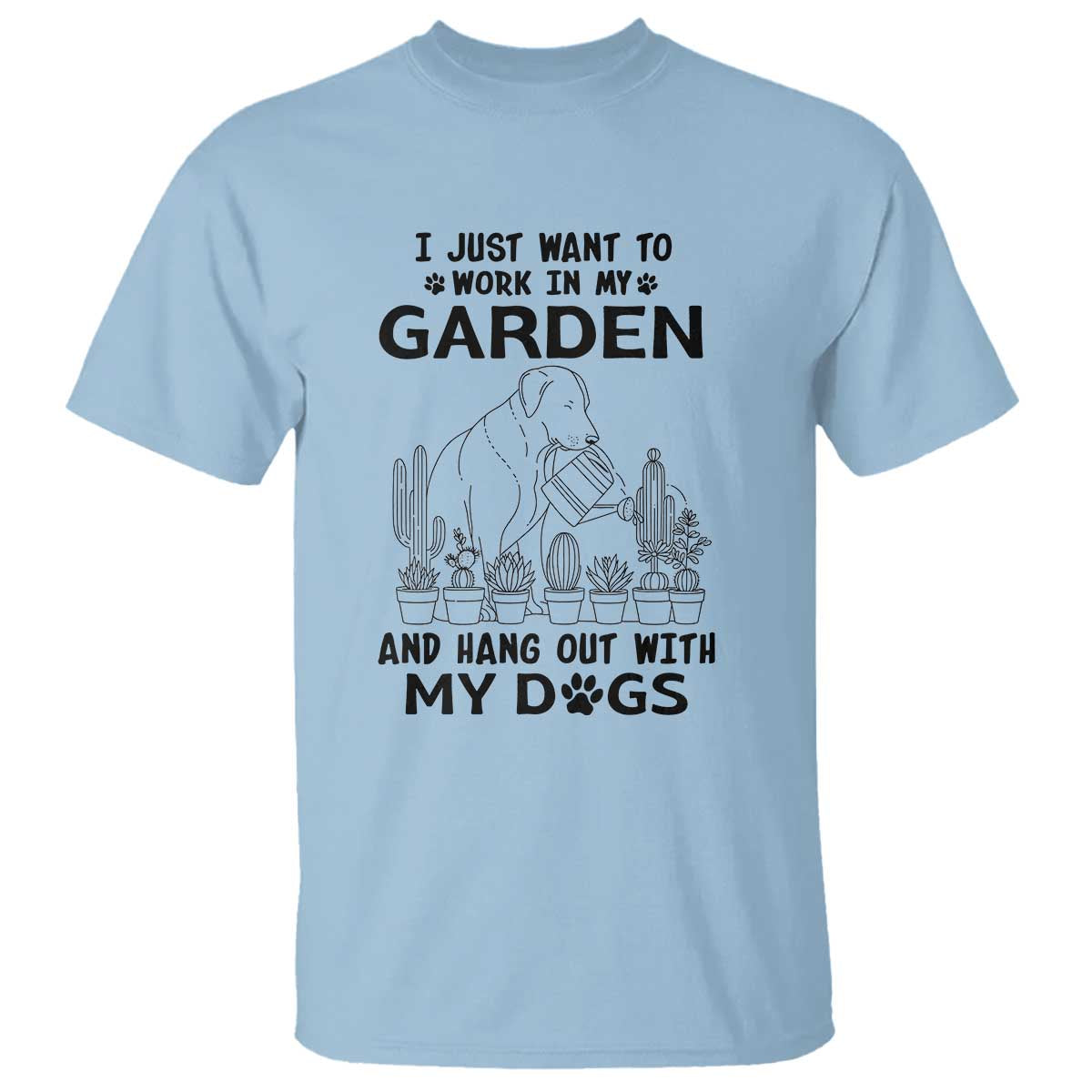 I Just Want To Garden And Hangout With My Dog T Shirt Gardener Gift - Wonder Print Shop