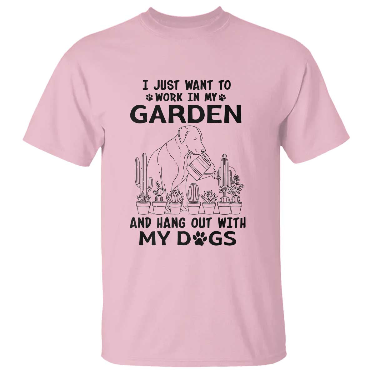 I Just Want To Garden And Hangout With My Dog T Shirt Gardener Gift - Wonder Print Shop