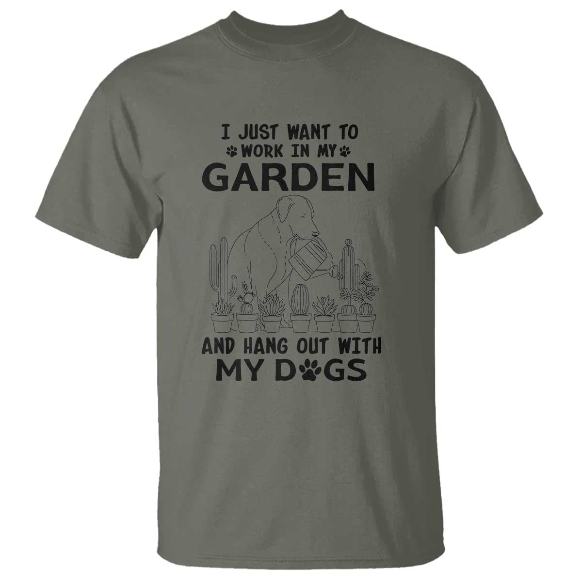 I Just Want To Garden And Hangout With My Dog T Shirt Gardener Gift - Wonder Print Shop