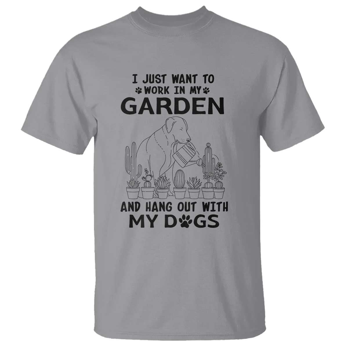 I Just Want To Garden And Hangout With My Dog T Shirt Gardener Gift - Wonder Print Shop