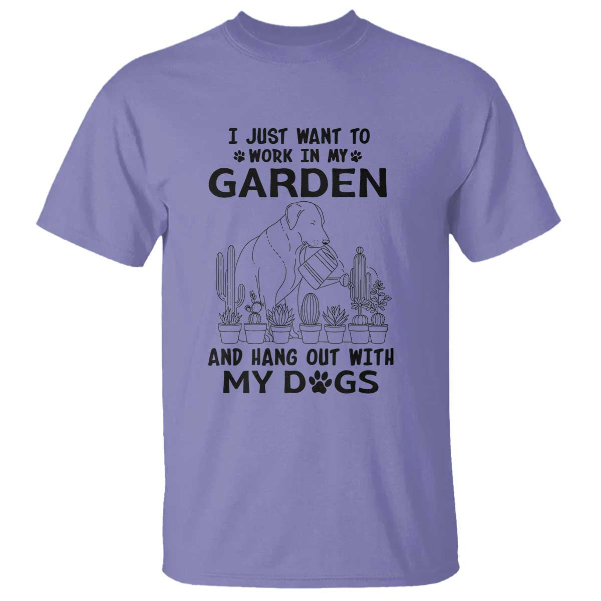 I Just Want To Garden And Hangout With My Dog T Shirt Gardener Gift - Wonder Print Shop