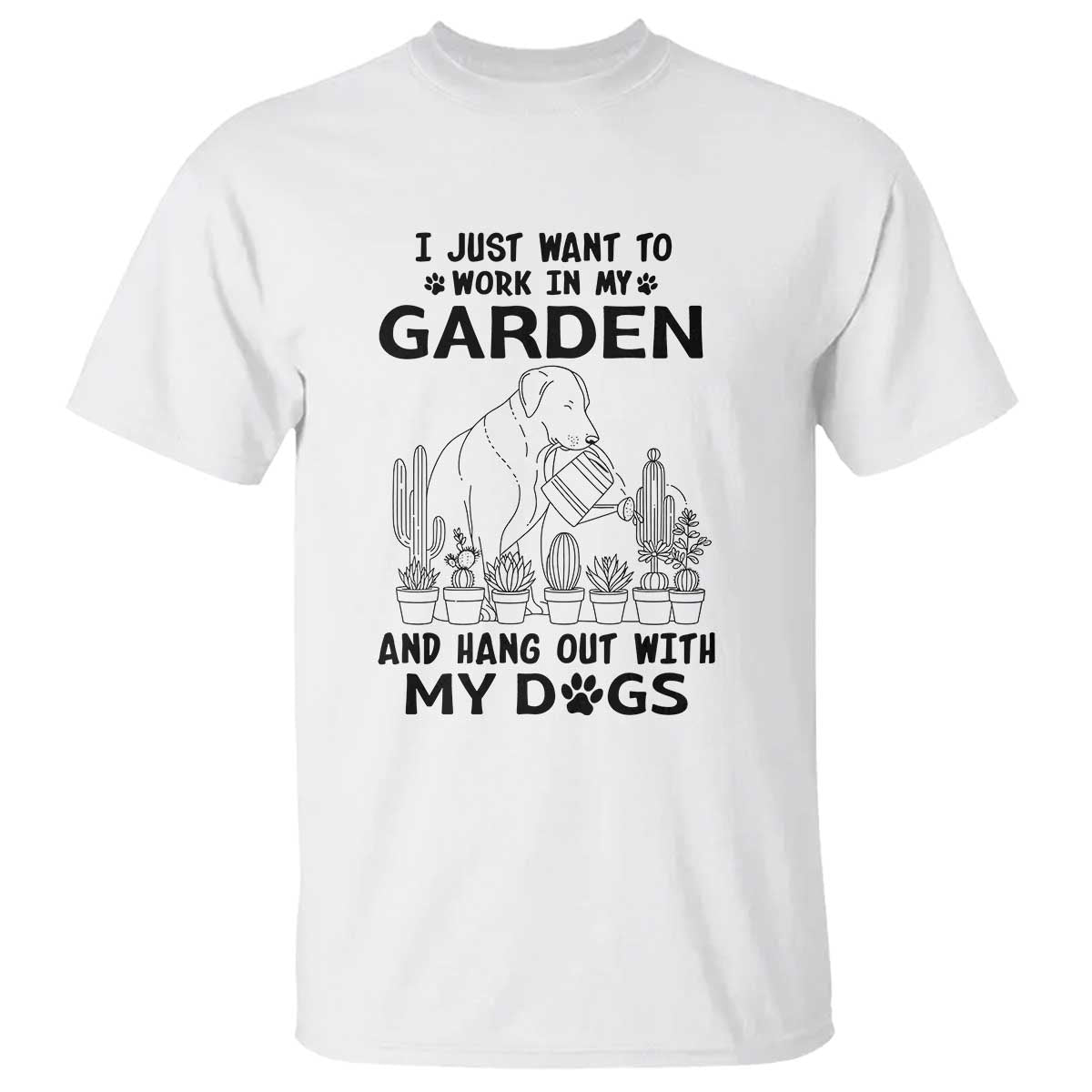 I Just Want To Garden And Hangout With My Dog T Shirt Gardener Gift - Wonder Print Shop