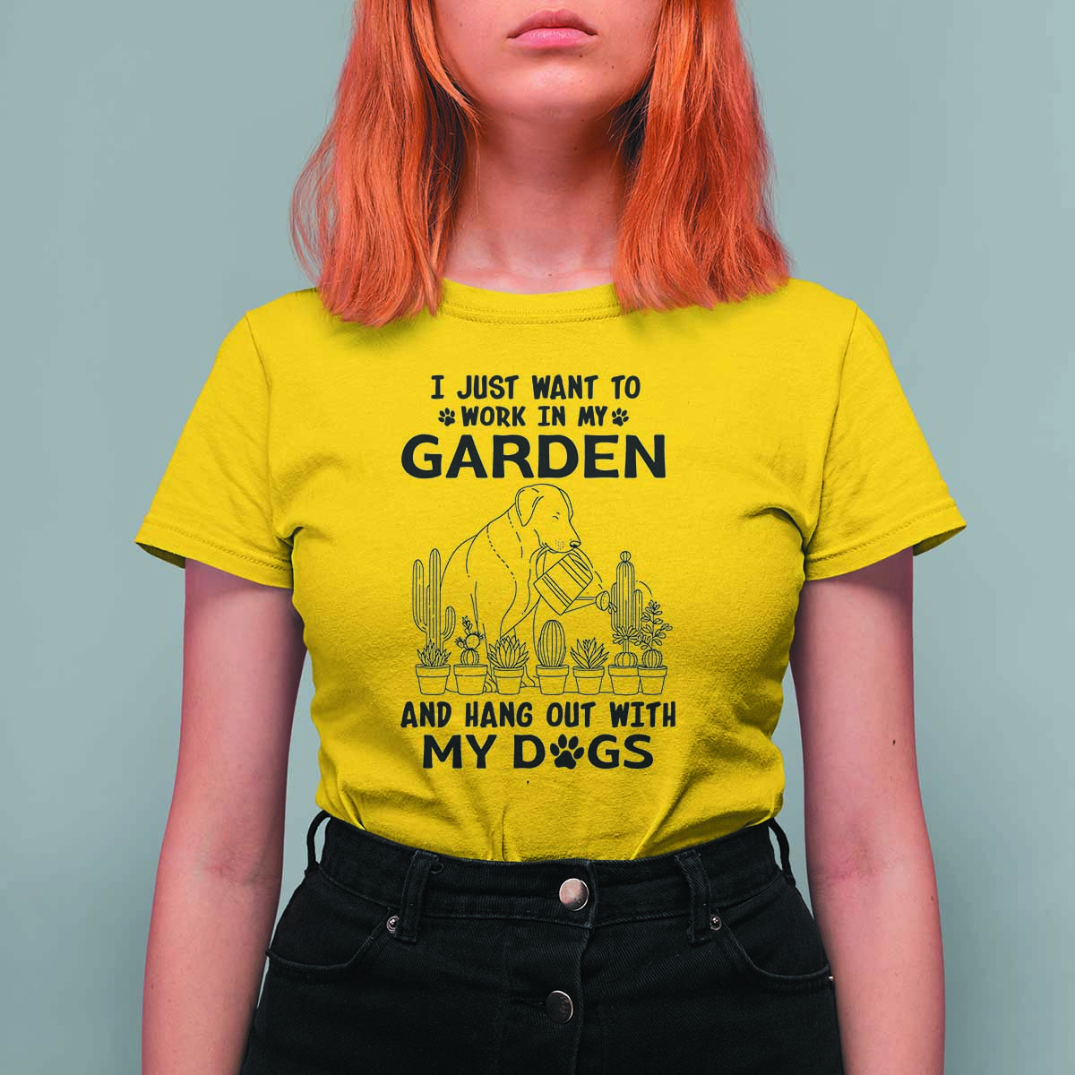 I Just Want To Garden And Hangout With My Dog T Shirt For Women Gardener Gift - Wonder Print Shop