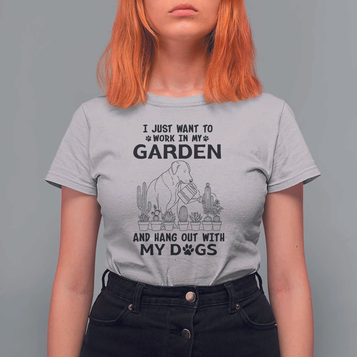 I Just Want To Garden And Hangout With My Dog T Shirt For Women Gardener Gift - Wonder Print Shop