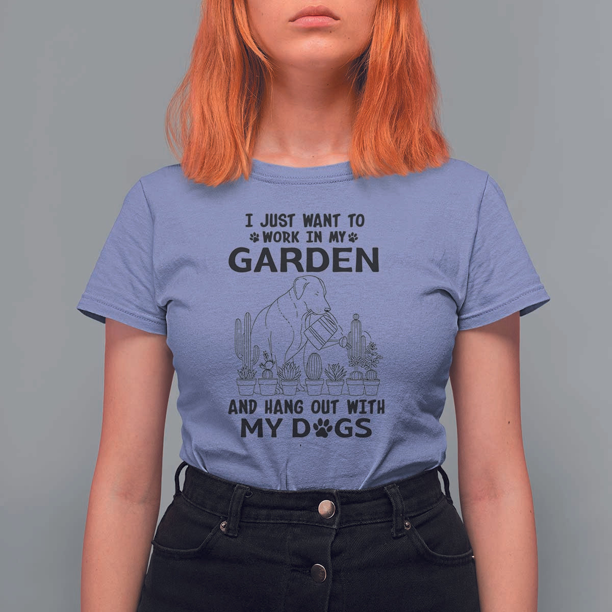 I Just Want To Garden And Hangout With My Dog T Shirt For Women Gardener Gift - Wonder Print Shop
