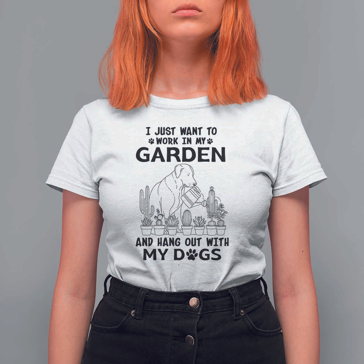 I Just Want To Garden And Hangout With My Dog T Shirt For Women Gardener Gift - Wonder Print Shop