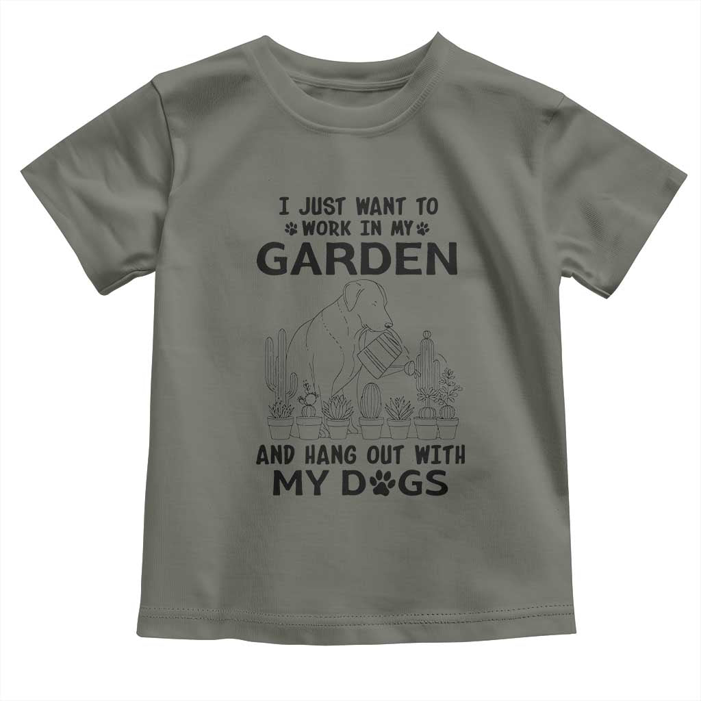 I Just Want To Garden And Hangout With My Dog Toddler T Shirt Gardener Gift - Wonder Print Shop