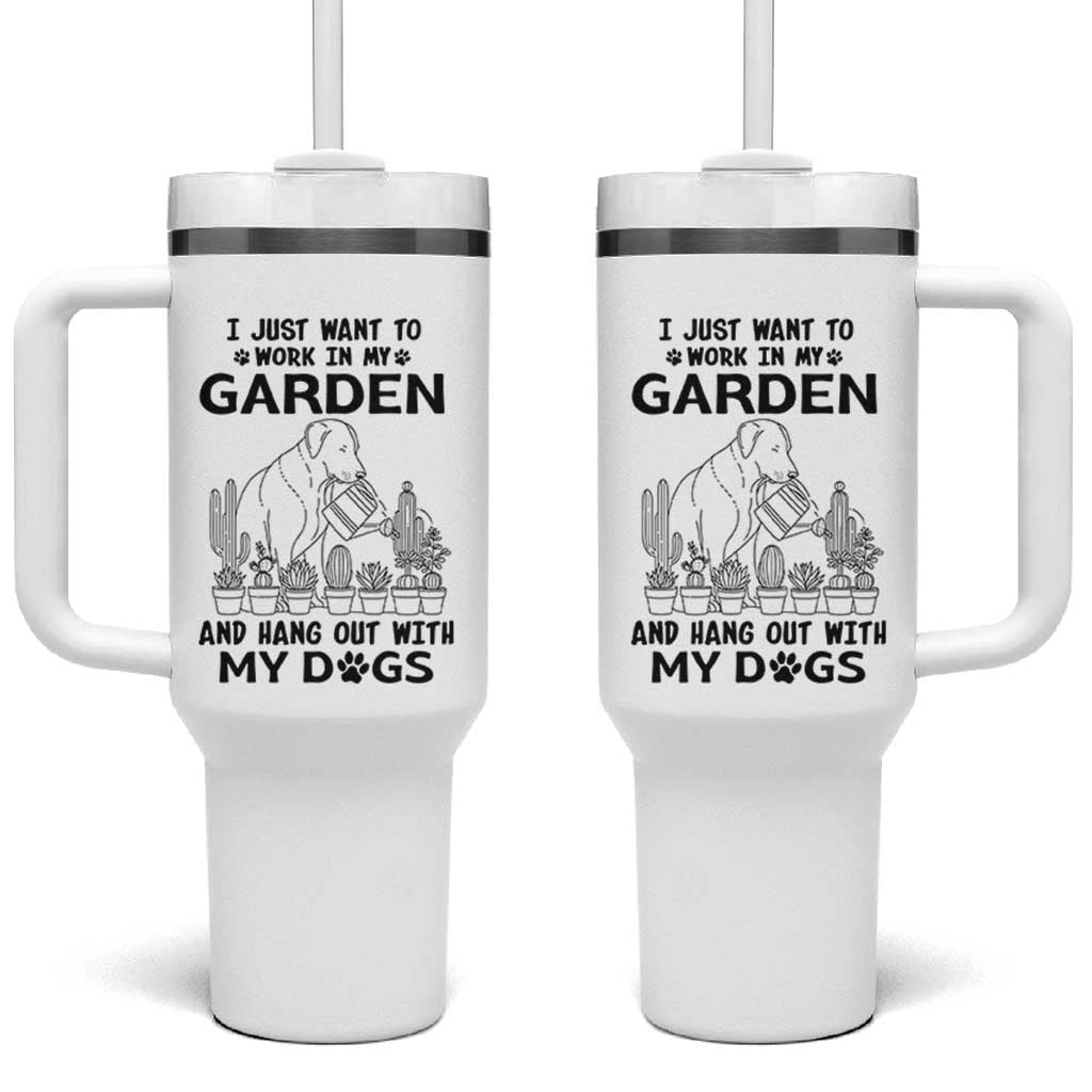 I Just Want To Garden And Hangout With My Dog Tumbler With Handle Gardener Gift - Wonder Print Shop
