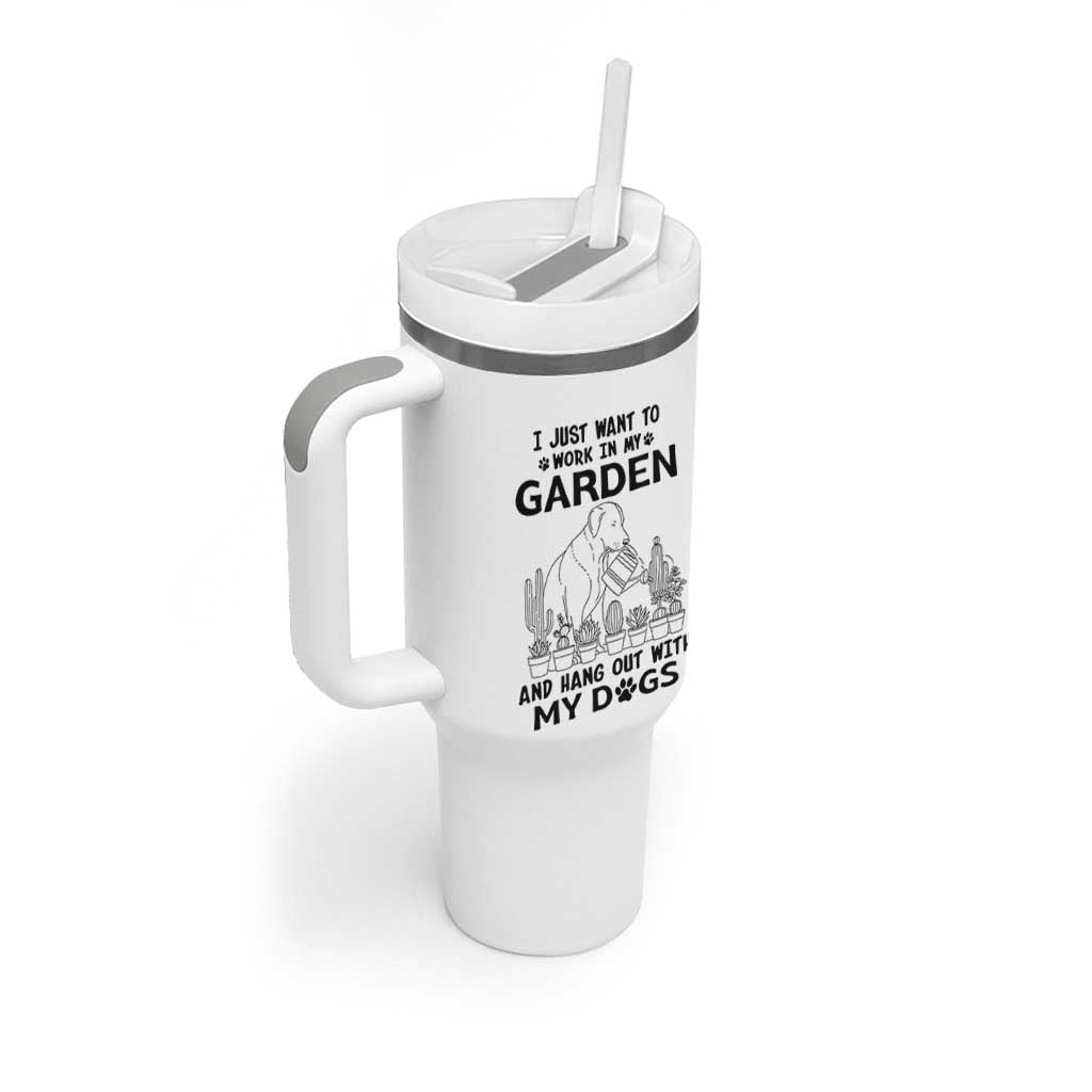 I Just Want To Garden And Hangout With My Dog Tumbler With Handle Gardener Gift - Wonder Print Shop
