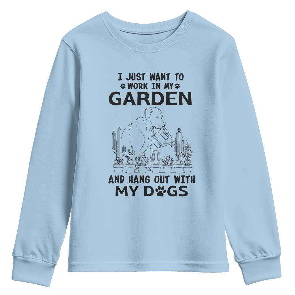 I Just Want To Garden And Hangout With My Dog Youth Sweatshirt Gardener Gift - Wonder Print Shop