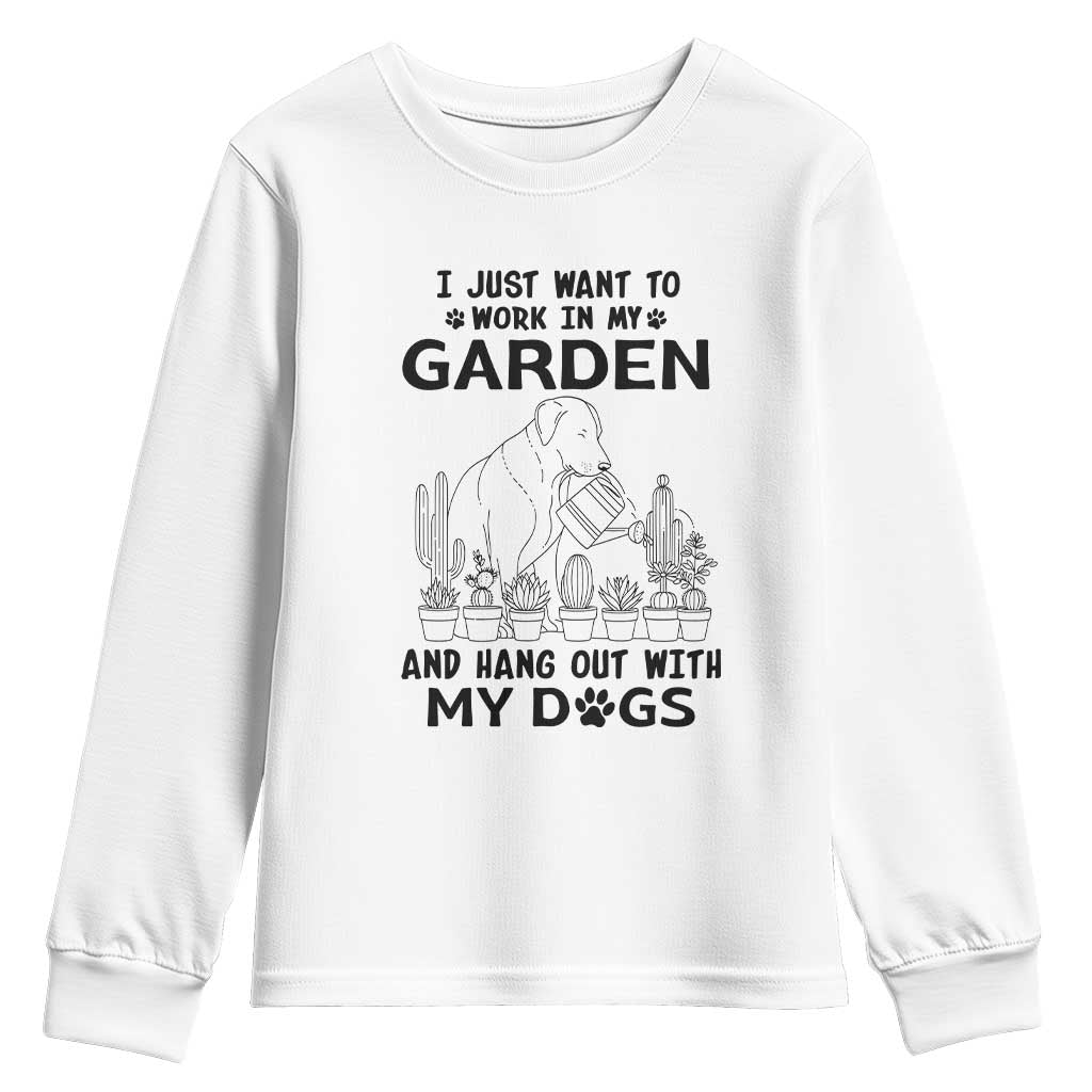 I Just Want To Garden And Hangout With My Dog Youth Sweatshirt Gardener Gift - Wonder Print Shop