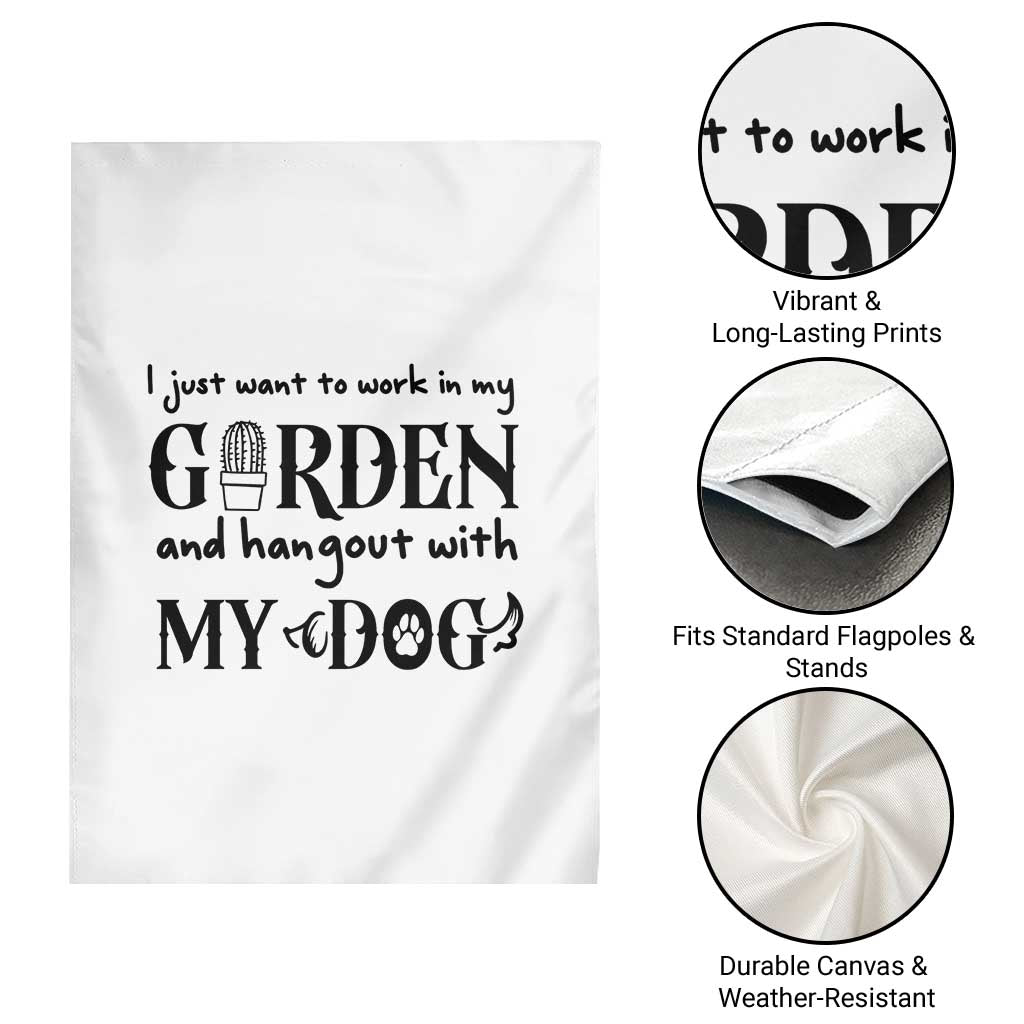 Gardener Dog Lover Gift Garden Flag I Just Want To Garden And Hangout With My Dog - Wonder Print Shop