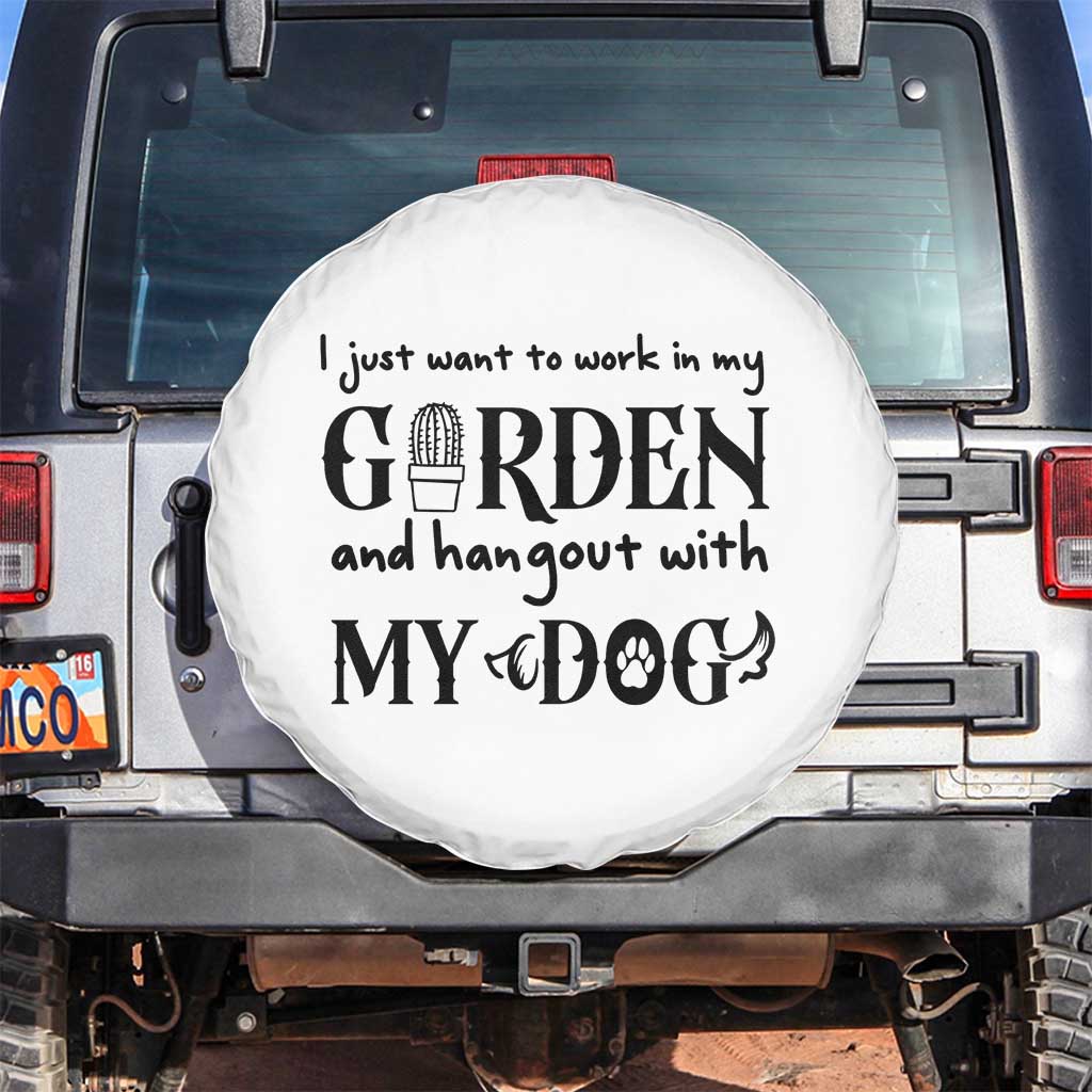 Gardener Dog Lover Gift Spare Tire Cover I Just Want To Garden And Hangout With My Dog - Wonder Print Shop