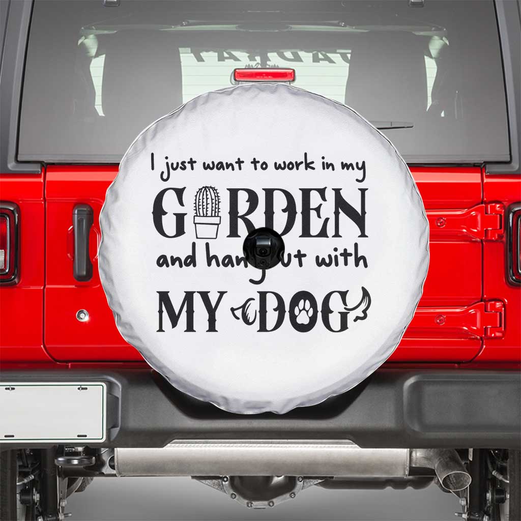 Gardener Dog Lover Gift Spare Tire Cover I Just Want To Garden And Hangout With My Dog - Wonder Print Shop
