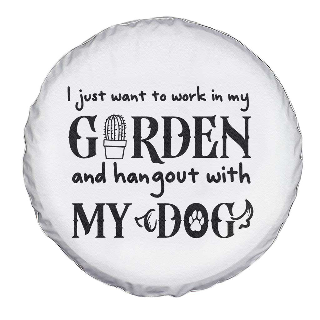 Gardener Dog Lover Gift Spare Tire Cover I Just Want To Garden And Hangout With My Dog - Wonder Print Shop