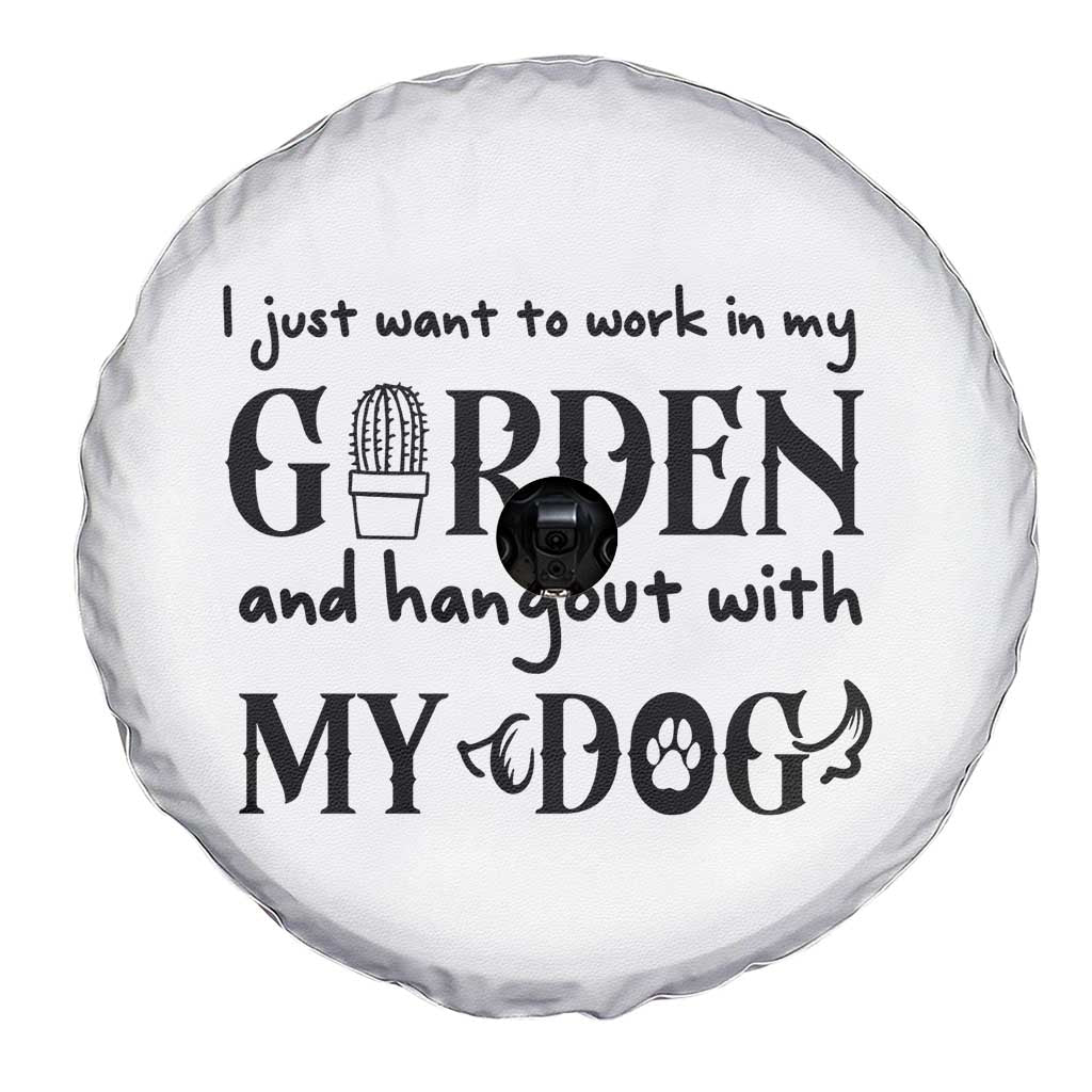 Gardener Dog Lover Gift Spare Tire Cover I Just Want To Garden And Hangout With My Dog - Wonder Print Shop