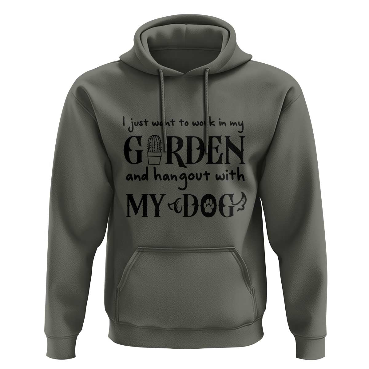 Gardener Dog Lover Gift Hoodie I Just Want To Garden And Hangout With My Dog - Wonder Print Shop