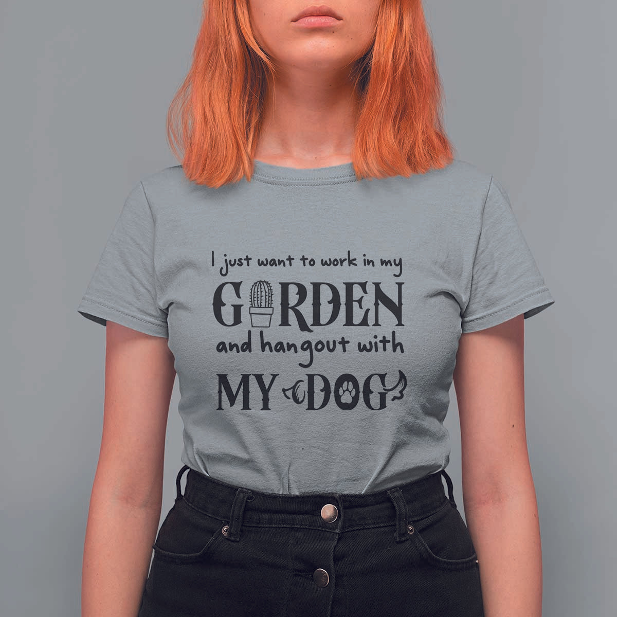 Gardener Dog Lover Gift T Shirt For Women I Just Want To Garden And Hangout With My Dog - Wonder Print Shop